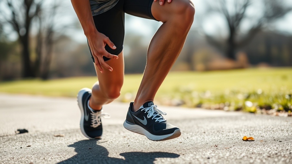 러닝 전후 종아리 스트레칭을 하는 모습